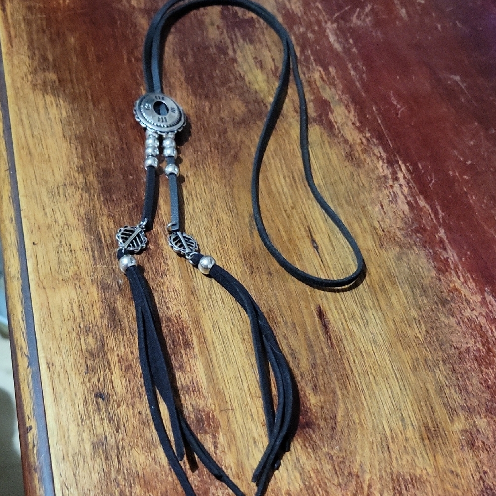 Black and Silver Bolo South Western Necklace